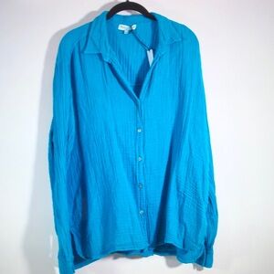 Michael Stars Men's Bright Turquoise Button-Down Shirt